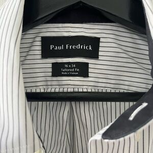 Paul Fredrick Black Pinstripe White Dress Shirt